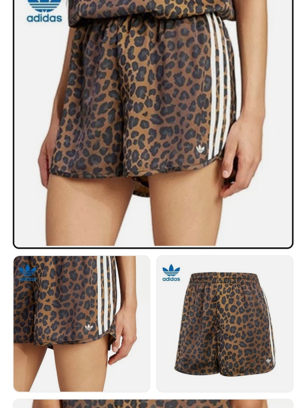 adidas Women's Oiginals Leopard Satin Shorts-KA2673-NEW - small